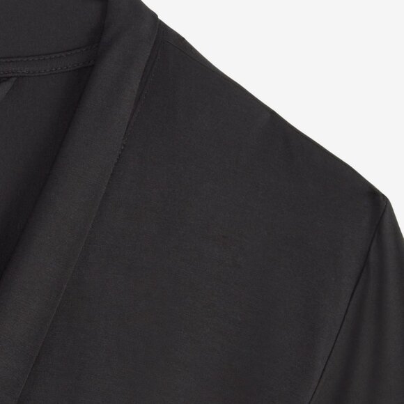 #33. State of Day | Women's Lace-Trim Knit Wrap Robe,  Deep Black - Picture 4 of 5